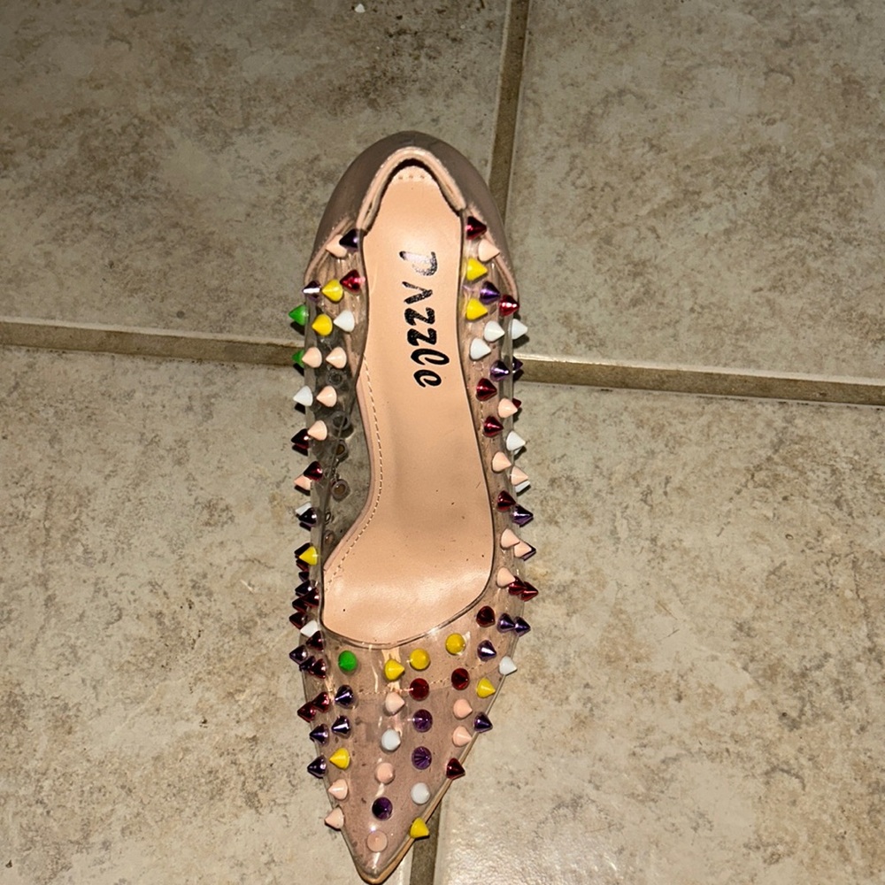 Clear studded heels
